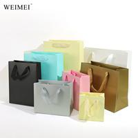 Sacs shopping de luxe personnalisés WEIMEI, petits, recyclés, en papier, avec nom de l'entreprise, pour emballage de bijoux, avec poignée