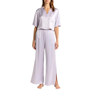 Pijamas de Mujer de Manga Larga con Rayas, Conjunto de 2 Piezas, Ropa de Dormir, Venta al Por Mayor Personalizada de Fábrica - Product Image 1