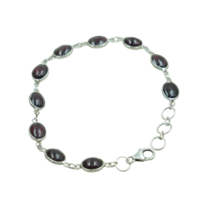 Natural Garnet 925 Sterling Silver Handmade Chain Bracelet Oval Cabochon Gemstone Link Bracelet Adjustable Women Jewelry for <b>Men</b> - Product Image 1