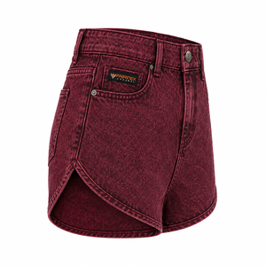 Shorts décontractés pour femmes à taille élastique, délavés à l'acide, 100 % coton, écologiques, faible MOQ, dernier design, vente chaude, respirants, marque privée - Product Image 6