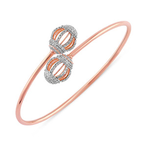 Caged Spherical Motif Diamond <b>Bangle</b> <b>Bracelet</b> - Product Image 1