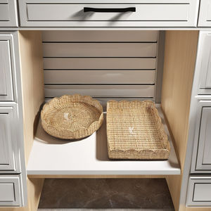 Bandejas de almacenamiento onduladas de mimbre tejido para cocina y mesa de comedor, bandeja de servicio para utensilios de cocina Viettimecraft duradero al por mayor - Product Image 1