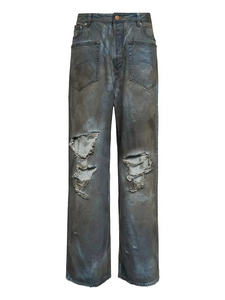 Jeans de Hombre 100% Algodón con Acabado Encerado Personalizado, Estilo Baggy, Efecto Pintura de Barro, 14 OZ - Product Image 5