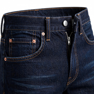 Men's Indigo Stonewashed Denim Pants Regular Fit Full Length Breathable Midweight Casual Summer <b>Jeans</b> - Product Image 6