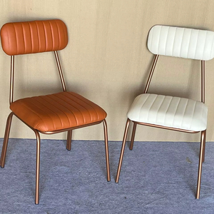 <b>Retro</b> Industrial Durable Waterproof Steel <b>Dining</b> <b>Chair</b> with Leather Upholstery-Loft Style for <b>Dining</b> Room - Product Image 1