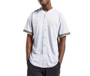 Camiseta de Béisbol Blanca para Hombre, Manga Corta, Cierre con Cordón, Transpirable, de Malla de Poliéster, Corte Regular, para Todas las Temporadas - Product Image 1