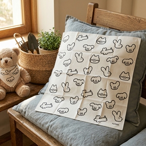 [K-ESSENTIALS] Mouchoir de poche personnalisé à motif animalier noir, en coton imprimé 60s, réutilisable, vente en gros - Product Image 5