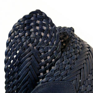 Ceinture décontractée pour femme en cuir véritable bleu marine tressé, largeur 50 mm, longueur personnalisable, avec boucle ardillon en alliage à motif géométrique, durable, style vintage - Product Image 5