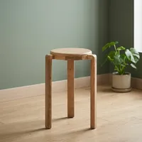 Table basse ronde en bois moderne, design minimaliste, fabrication artisanale, meubles de salon, base à trois pieds