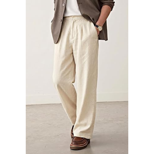 กางเกงผ้าลินินผู้ชายทรงหลวมสบายๆ สำหรับฤดูร้อน กางเกงชายหาดเอวยางยืด น้ำหนักเบา ระบายอากาศได้ดี สวมใส่สบาย - Product Image 5