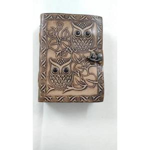 Craft Hackle Owl Embossed Genuine Leather Hardcover <b>Journal</b> with Metal Clasp Hand-Stitched Binding 400 Pages Gift Notebook - Product Image 1