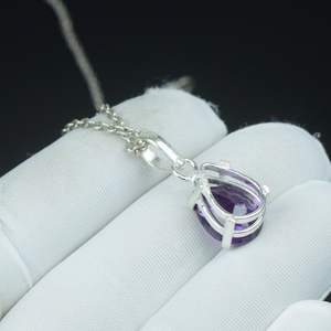 Pendentif goutte d'eau Alexandrite en argent sterling 925, collier à changement de couleur, bijou tendance, cadeau - Product Image 3