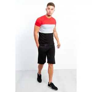 High Quality Breathable 100% Cotton Mens Short Sleeve Summer Tracksuit Digital Print Two Color <b>Twin</b> <b>Set</b> Casual Outdoor - Product Image 2