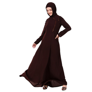 Robe longue modeste pour femme avec col montant, manches longues, couleur unie, en polyester, pour soirée formelle - Product Image 2