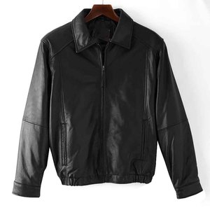 Blouson bomber slim fit en velours côtelé noir pour homme, col rond, fermeture éclair, style moto, doublure polaire, coupe-vent - Product Image 1