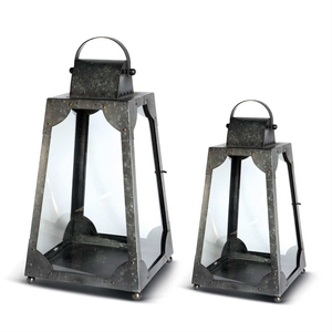 Wholesale Rustic Galvanized Metal Candle <b>Lantern</b> Outdoor Decorative Farmhouse Wedding Centerpiece Vintage <b>Hurricane</b> Candle - Product Image 4