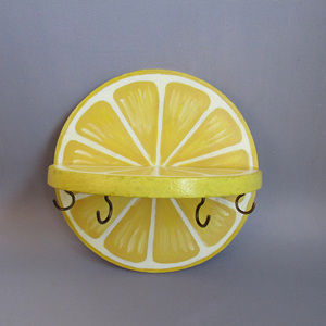 Premium Lemon Theme <b>Wall</b> Mounted <b>Key</b> Holder <b>Hook</b> For Kids Room For School Bags Hats And Small Items And Hanging House <b>Keys</b> - Product Image 1