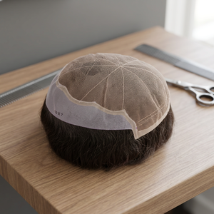 Capless Human Hair <b>Wig</b> Toupee With Mesh Top And Gray Band For Natural Look - Product Image 3