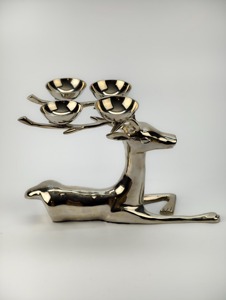 Porte-bougie renne en argent poli miroir de qualité supérieure, idéal pour la décoration festive et les fêtes, centre de table. - Product Image 3