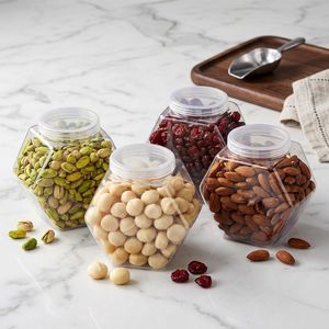 Clear PET Hexagon Shape Transparent <b>Plastic</b> Candy Storage <b>Jar</b> Screw <b>Lid</b> Food Snacks Pavico Brand Custom Logo Vietnam Factory - Product Image 4