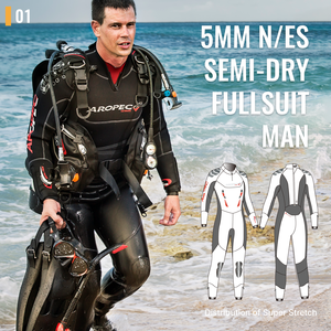 Combinaison semi-sèche professionnelle en néoprène N/ES 5 mm de qualité supérieure pour homme avec fermeture éclair dorsale et technologie double étanchéité, manches longues, OEM/ODM - Product Image 2