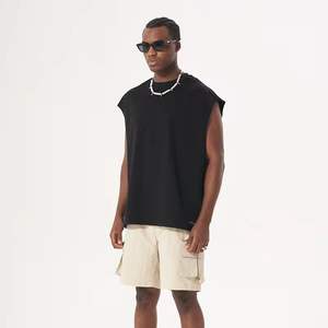 Camiseta de punto informal estilo boxy sin mangas de felpa francesa para hombre - Product Image 3