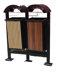 Contenedor de Basura Público de Exterior Moderno y Lujoso de Hierro de 60L, con Cubeta Interior Extraíble, Ecológico, Decorativo, Gris - Product Image 4