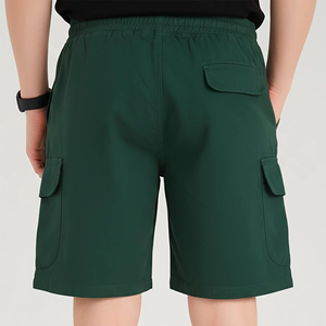 Shorts Cargo Vert Foncé pour Homme 2026 – Taille Élastique avec Cordon de Serrage, Multi-Poches, Décontracté, Longueur Genou, en Mélange de Coton pour Activités de Plein Air - Product Image 5