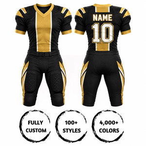 Ensemble d'uniformes de football américain personnalisés pour hommes, sublimés, col en V, manches courtes, polyester respirant, ajustés, toutes saisons - Product Image 3