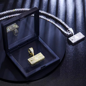 Colgante de Barra de Oro con Moissanita VVS, Estilo de Diseñador, Joyería de Declaración con Aspecto de Diamante, Collar Premium Estilo Rapper - Product Image 3