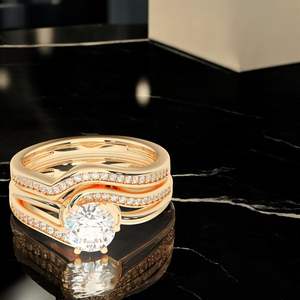 Anillo de boda de mujer de diamante cultivado en laboratorio redondo elegante de 1,10 quilates al por mayor OEM con oro sólido 925 plata esterlina - Product Image 2