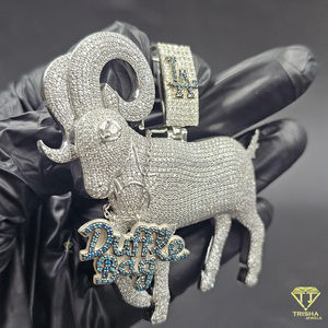 Colgante de Lujo con Diseño de Signo Zodiacal Aries y Nombre Personalizado, Joyería Hip Hop - Product Image 4