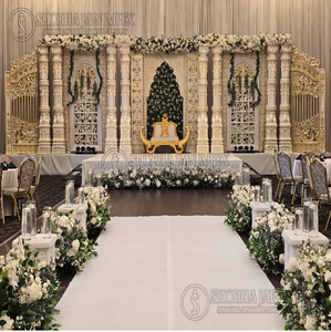 Plastique renforcé de fibre durable de Diya de décor d'étape de mariage du sud indien traditionnel - Product Image 1