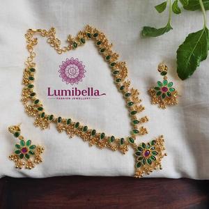 Green Kemp Short Necklace Set-Fashion Jewelry - Product Image 1