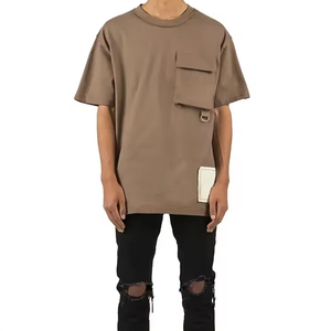 Men Oversized Front Pocket Short Sleeve O Neck Solid <b>Colour</b> Casual T <b>Shirt</b> Breathable Eco-Friendly High Quality Knitted Fabric - Product Image 1