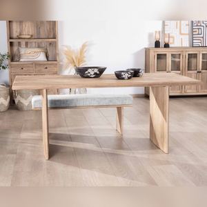 Vandana Ivory Origin dining <b>table</b> 180cm in sandblasted mango <b>wood</b> with <b>solid</b> side legs Maestro - Product Image 1