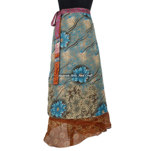Indian Ladies Vintage Indian Women Wrap Around <b>Skirt</b> Silk <b>Boho</b> Stylish Multi Color Summer Wear Comfortable Fashion Hippie Style - Product Image 1