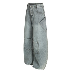 Pantalones Vaqueros Anchos de Cintura Media, Lavado a la Piedra, Corte Regular, Estilo Y2K, Hip Hop, Streetwear, de Algodón para Hombre, para Otoño - Product Image 2