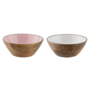 Tazón para Ensalada de Madera de Mango Ecológico Hecho a Mano con Incrustaciones de Esmalte Azul y Blanco, Tazón Redondo de Madera para Servir en Casa y Restaurantes - Product Image 2