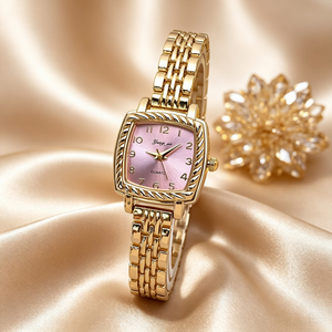 Reloj de Pulsera Cuadrado Dorado para Mujer, Estilo Vintage, Bisel Trenzado, Esfera Negra, Correa de Acero Inoxidable, Reloj de Cuarzo para Dama, Regalo - Product Image 5