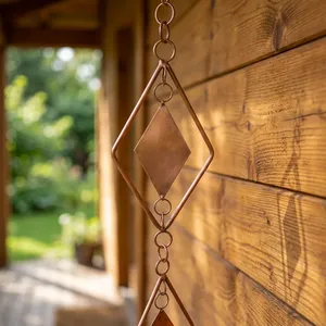 Modern <b>Copper</b> Diamond Rain Chain Outdoor <b>Garden</b> Decoration - Product Image 1