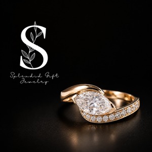 Anillo de Diamante Cultivado en Laboratorio con Corte Marquesa de Oro Sólido de 14K, Certificado IGI, Joyería de Compromiso y Boda para Mujer - Product Image 1