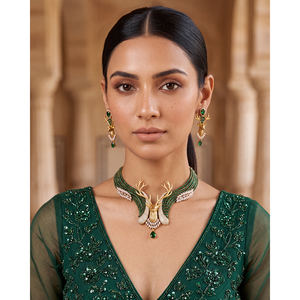 Indian Ethnic Premium Victorian Hasli Gold Plated Brass Bridal Earring <b>Set</b> <b>for</b> <b>Wedding</b> by Grisha Dear Design - Product Image 1