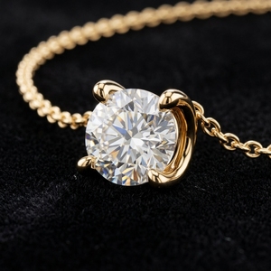 Pendentif Coulissant Solitaire Exquis Style Tension avec Breloque 6mm en Or Jaune 10k 14k 18k, Ornement Quotidien en Or Synthétique CVD HPHT - Product Image 3