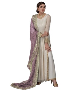 Nouvelle tenue traditionnelle indienne pakistanaise en lin multicolores lavable, Salwar Kameez, costume Bollywood, vêtements décontractés en vente en ligne - Product Image 1