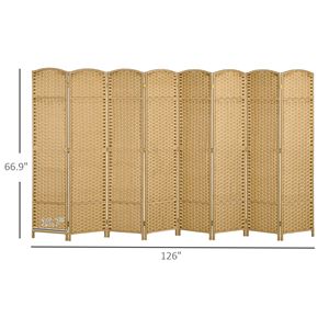 Divisorio per Stanza a 8 Pannelli Autoportante, Altezza 5,6 Piedi, in Legno Naturale per Casa e Ufficio, Carta/MDF - Product Image 3