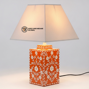 Lanterne de table artisanale en os incrusté avec motif floral, lampe de chevet de luxe en mosaïque, art indien traditionnel, décoration de bureau - Product Image 1