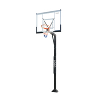 Support de panier de basket extérieur encastré au sol, hauteur fixe 54 pouces (10 pieds), panneau arrière en SMC/PC/verre, personnalisé en usine, ANBOO