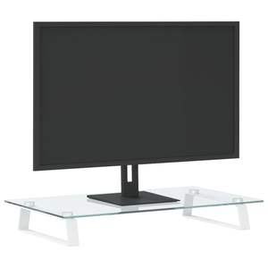 Soporte de escritorio para monitor de metal y vidrio templado, color blanco, 23,6 x 13,8 x 3,1 pulgadas - Product Image 3