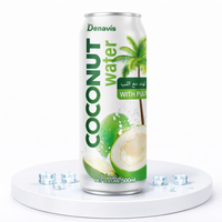 Eau de coco Denavis OEM avec pulpe 330ml 500ml en canette aluminium, boisson naturelle à base de coco, marque privée, approvisionnement en gros